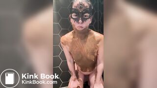Smearing and eating her own shit - Scat slave girl