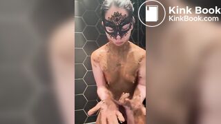Smearing and eating her own shit - Scat slave girl
