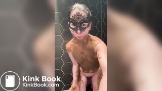 Smearing and eating her own shit - Scat slave girl