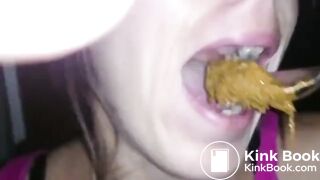 Female scat slave eats her shit