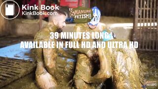 Manure Sports Mens Wrestling gay threesome in cows