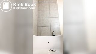 Ebony eats her large turd out of the tub