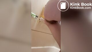 Teen shits while releasing enema
