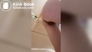 Teen shits while releasing enema