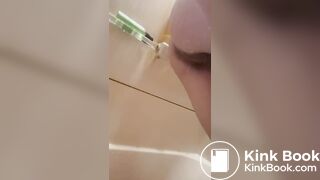Teen shits while releasing enema