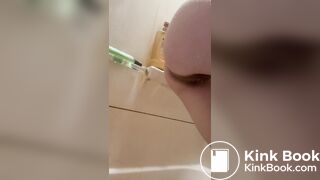 Teen shits while releasing enema