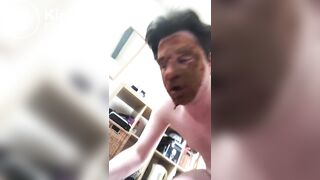 German scat fag eating and smearing with shit