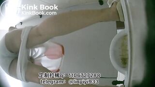 Beautiful woman pooping in the toilet