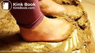 sexy chinese feet full of dog scat in brown nylon