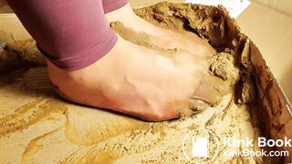 sexy chinese feet full of dog scat in brown nylon