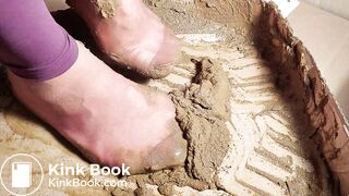 sexy chinese feet full of dog scat in brown nylon