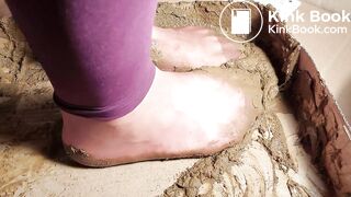 sexy chinese feet full of dog scat in brown nylon