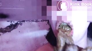 Young girl eat man shit