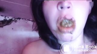 Young girl eat man shit