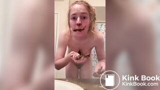Shitting and eating Girl