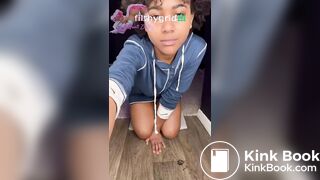 Ebony shits on own feet then smears it