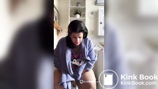 BBW foreign bitch shits in toilet gaping pussy
