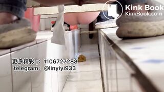 Beautiful woman pooping in the toilet