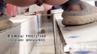Beautiful woman pooping in the toilet