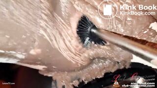 Slave Shit covered Pussy fucked with Toilet Brush