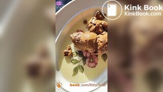 Hot lingerie shit in fancy kitchen