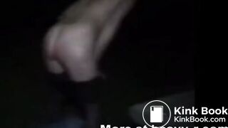 brunette smear, eats and fucks with scat in public