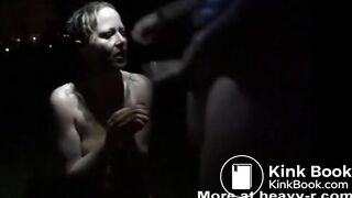 brunette smear, eats and fucks with scat in public