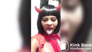 Filthy ebony piss puke shit cam girl