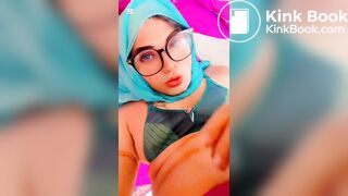 Muslim Hijabi transgender peeing her face.