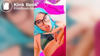 Muslim Hijabi transgender peeing her face.