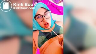 Muslim Hijabi transgender peeing her face.