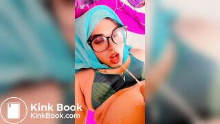 Muslim Hijabi transgender peeing her face.