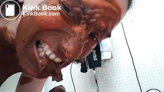She smears poop on her entire face