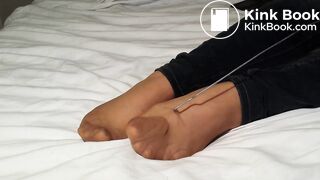 asian very mad in pantyhose against her boyfriend