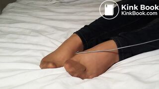 asian very mad in pantyhose against her boyfriend