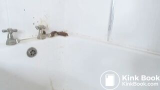 Wild girl puts herself an enema in the bathroom