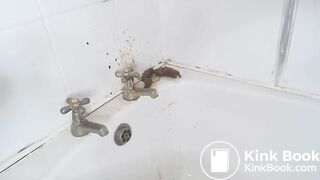 Wild girl puts herself an enema in the bathroom