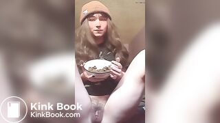 Hot girl shitting and eating