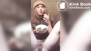 Hot girl shitting and eating