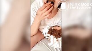 Girl poops, eats poop and masturbates