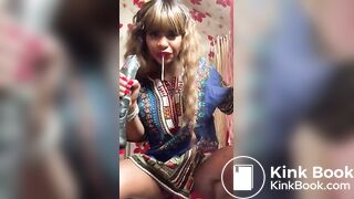 Filthy ebony piss puke shit cam girl