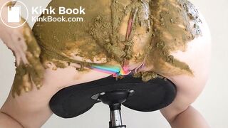 Big poop in rainbow lingerie