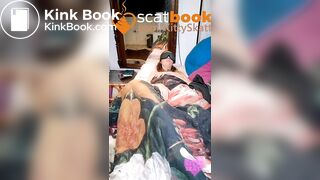 Horny pantypoop on belly in bed