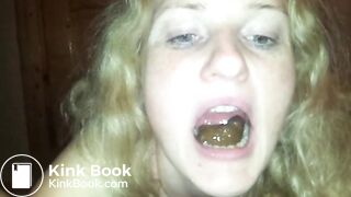 She gets shit in her mouth and she swallows
