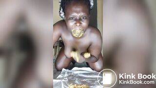 Dark skinned ebony shit then eats it