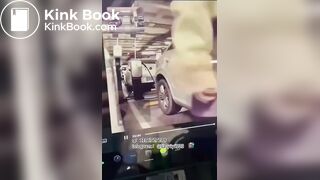 Chinese girl poops outside car