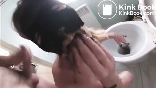 chieck eating shit from toilet while fucked