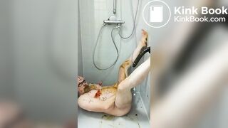 satan slave eats his own shit during enema session