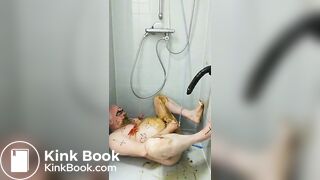 satan slave eats his own shit during enema session