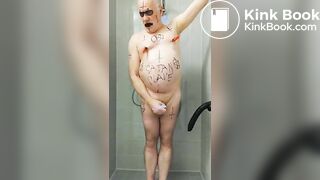 satan slave eats his own shit during enema session